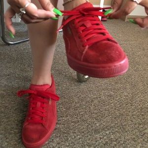 Red Suede Pumas